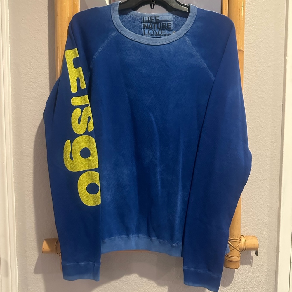 FREECITY UNISEX Blue and Yellow Graphic Sweatshirt